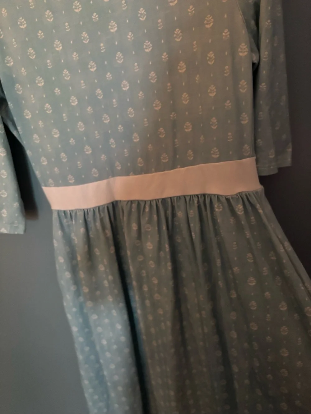 Mary Like Dresses Light Blue Floral Waistband Dress